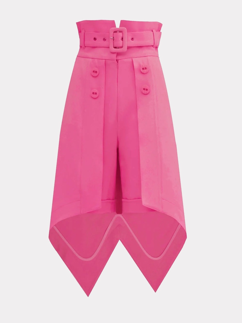 Julia Allert High-Waist Pink Belted Handkerchief Hem Skirt